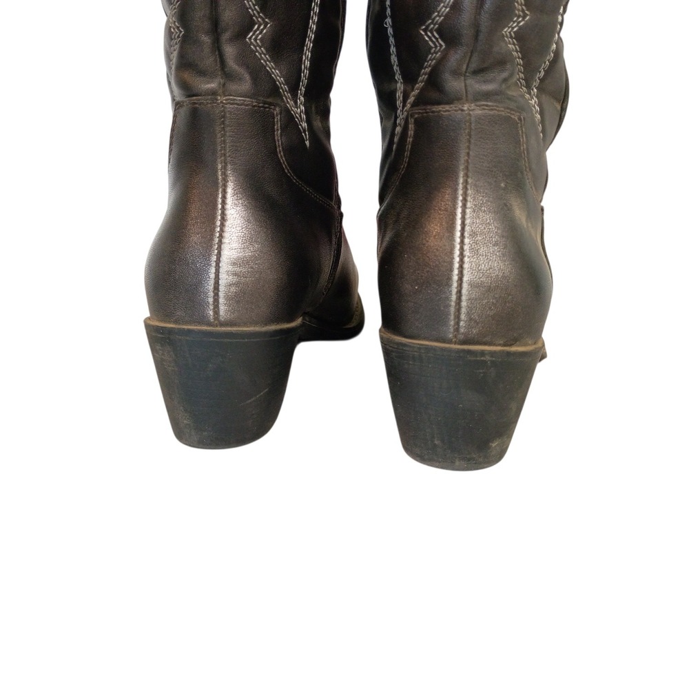 Global Win Womens Pewter Metallic Western Cowboy Boots Pointed Toe Faux Size 9 - Picture 5 of 11